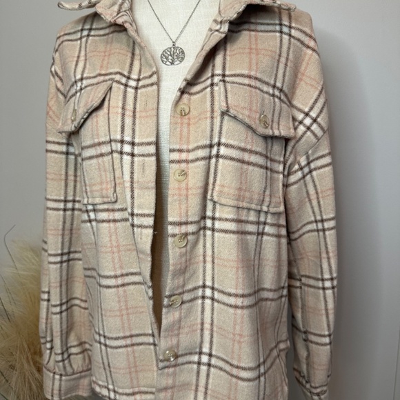 Button Plaid Shacket - Picture 2 of 5